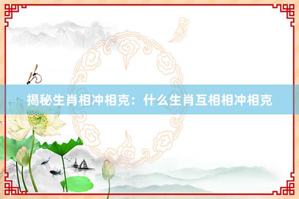 揭秘生肖相冲相克：什么生肖互相相冲相克
