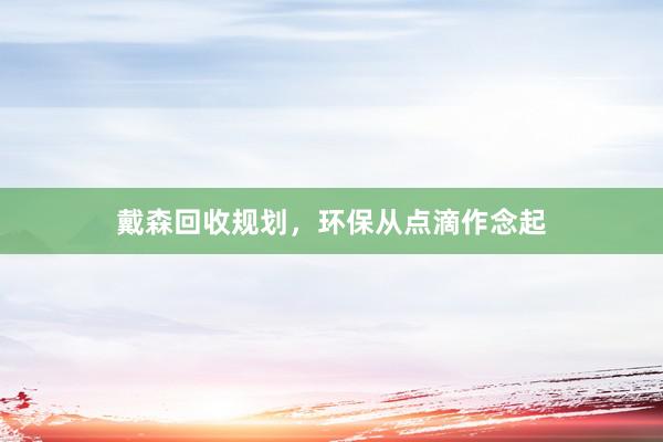 戴森回收规划，环保从点滴作念起